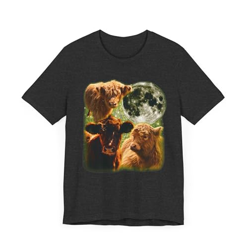 T-shirt Three Cows Moon unisexe en coton confortable pour le quotidien