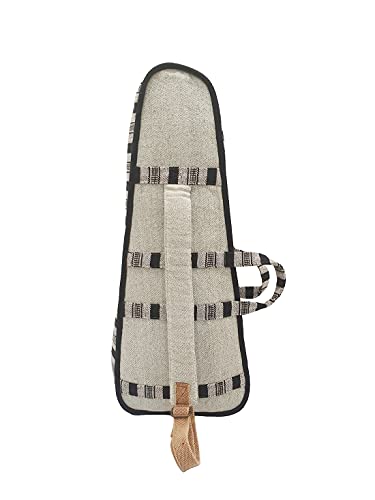 Image of The House of tara Modern Ukulele Bag | Ethnic Handloom Fabric Bag for Concerts | Multicolor | with External Zipper Pocket | Waterproof Padded Case | for Men and Women | Light Grey 1