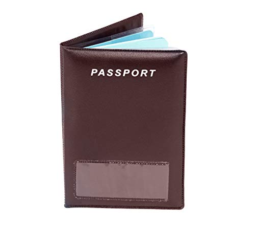 Image of Storite Brown Leather Passport Cover for Men & Women (14 x 9.5cm)