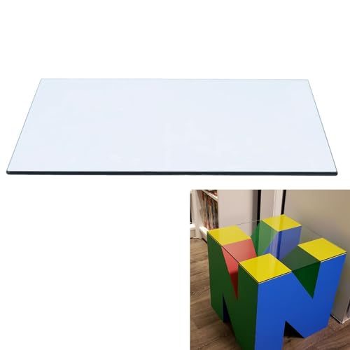 Image of Rectangle 8mm Thick Tempered Glass Table Top Clear, Custom Cut Glass, Patio and Dining Table Clear Glass, for Standing Desk Frame, Floating Desk, Desktop Board for Home Office(60x50cm)