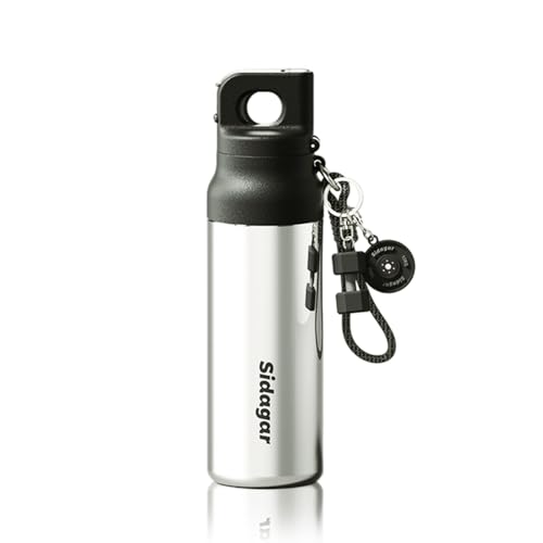 Sidagar 620ml �ۉ��ۗ�^���u���[ �X�e�����X�� �ė��p�\ �R��Ȃ� �E�H�[�^�[�{�g�� �X�g���b�v�t�� ���s�p �|�[�^�u���R�[�q�[�J�b�v Silver