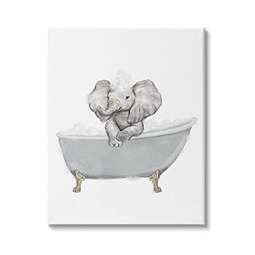 Image of Stupell Industries 'Baby Elephant Bubble Claw Bathtub Safari'| Canvas Art | Stupell Industries | 16 x 20 Inches, Easy to Hang and Sturdy, Made in USA, by Ziwei Li