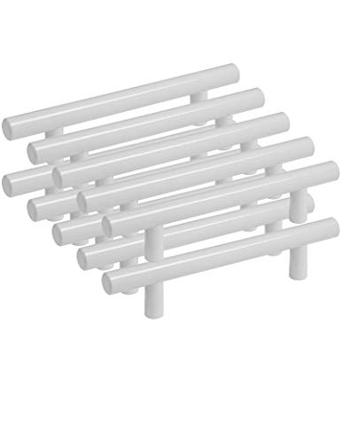 Probrico - Pomos para puerta de armario de cocina, color blanco, acero inoxidable, 9 tamaños (50 mm, 64 mm, 76 mm, 96 mm, 128 mm, 160 mm, 192 mm, 224 mm, 256 mm)