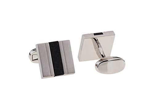 Mancuernillas cuadradas plateadas para hombre elegante miniatura 1