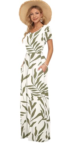 Image of AUSELILY Women's Classic Short Sleeve Loose Plain Casual Long Maxi Dresses for Women 2026