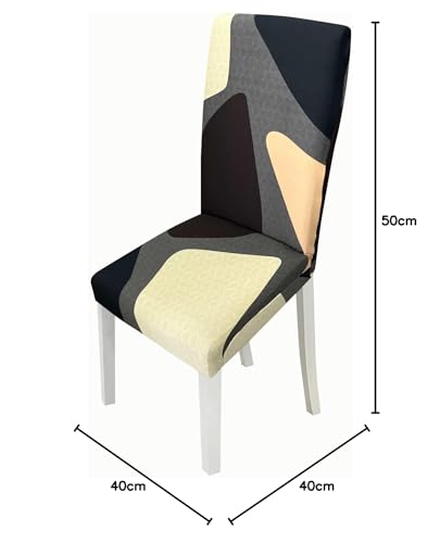 Image of House of Quirk Elastic Chair Cover Stretch Removable Washable Short Dining Chair Cover Protector Seat Slipcover (Pack of 1, Brown Cubes)
