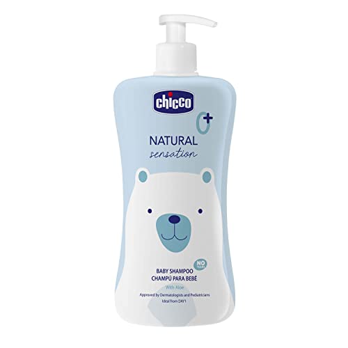 Chicco Champú Natural Sensation 500 ml, Cosmética Bebés y Recién Nacidos 0+ Meses, Ingredientes Naturales, Limpia Pelo y Cabello del Bebé, Envase Sostenible, 500 ml