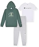 Champion Boys Sweatsuit Set for Kids 3 Piece Boys Hoodie Jogger and Tee Shirt Tracksuit Outfit
