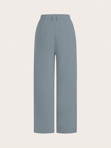 Image of Shasmi Women's High Waist Pleated Straight Leg Trousers - Elegant Solid Color Work Pants with Pockets, Casual Office Wear Polyester Blend Wide Leg Suit Pants (Trouser 235)