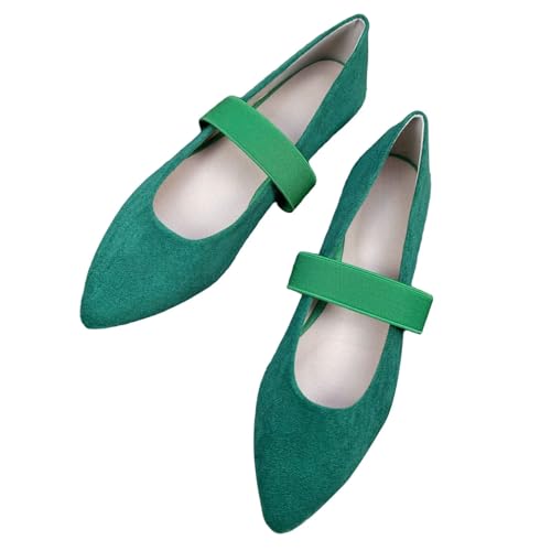 WENJIAZHIZHI Women's Pointed Toe Ballet Flats Bride Dress Flat Shoes Soft Ankle Strap Flats Lightweight Office Shoes - Main Image