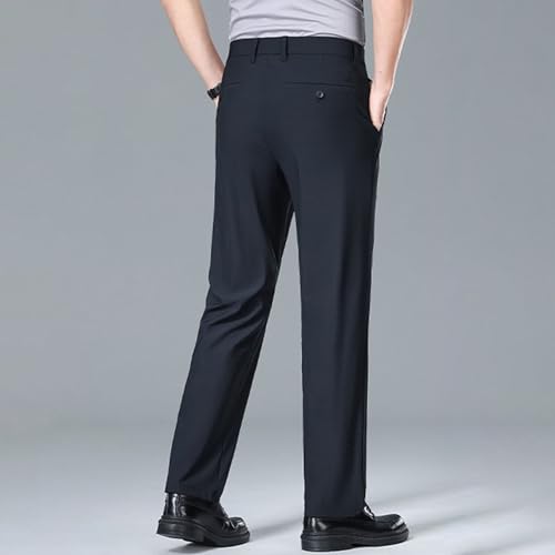 Men's Lightweight Ice Silk Casual Pants Classic Flat-Front Chino Pant Slim Fit Business Dress Pants4