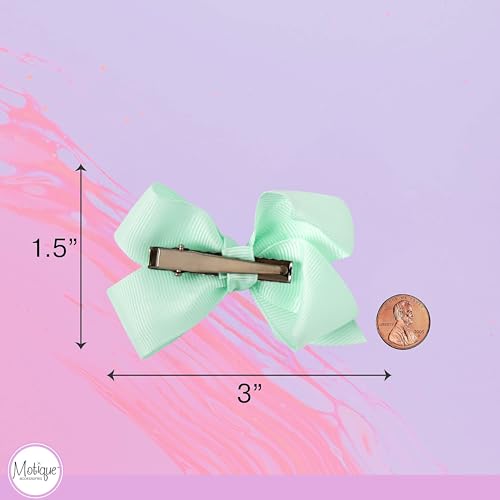 Image of Small Solid Bow for Girls - Set of 12 (Light Aqua)