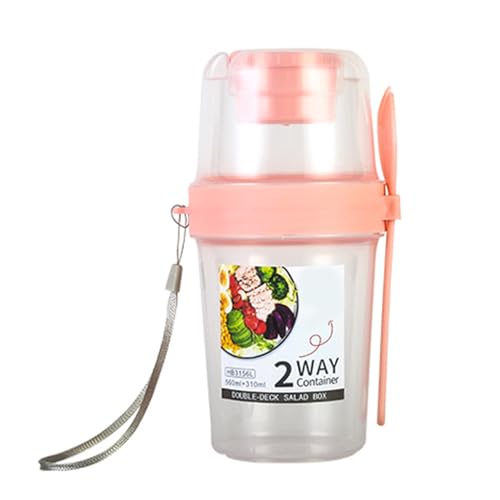 Natudeco Salad Storage Cup Large Capacity Reusable Yogurt Shaker Multifunction Portable Cereal Cup Breakfast Container Cup with Fork Lid for Outdoor