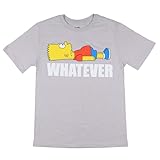 The Simpsons T-Shirt Boys' Bart Whatever Attitude Short Sleeve Kid's Tee (Small, 6/7) Silver