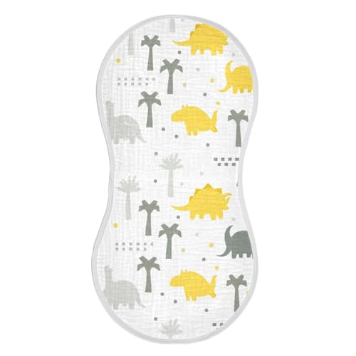 4 Pack Baby Burp Cloths, Soft Absorbent Burping Cloths for Babies, Cotton Milk Spit Up Rags, Large Size for Newborns, Baby Boys and Girls (Playful Dinosaur)2
