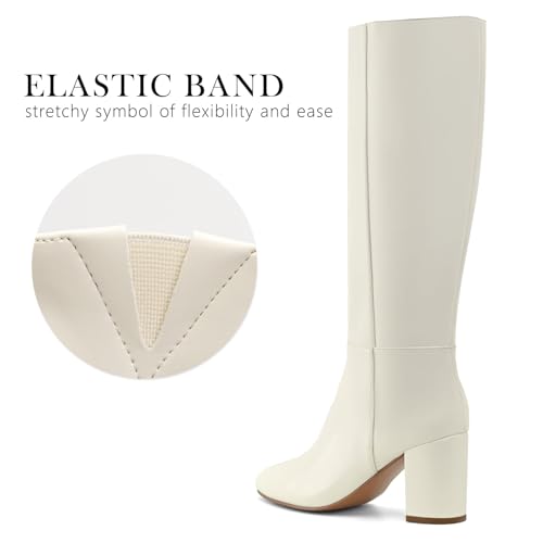 Image of Shoe'N Tale Knee High Boots for Women Chunky Block Heel Fall Winter Pointed Toe Boots