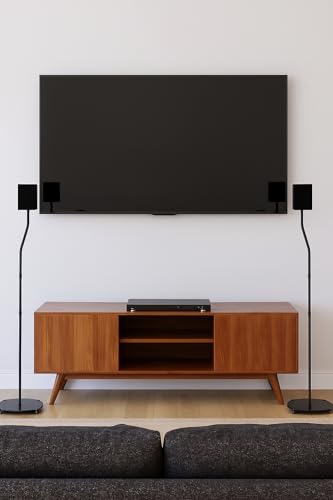 Image of MYL 2 Different Fixed Height Satellite Speaker Stand for Home Theatre Speakers 2.1; 5.1 and 7.1 and Slide Connector for All Kind of Bose Speakers - Pack of 2 Stands (1Pairs) (BS-11) (Black)