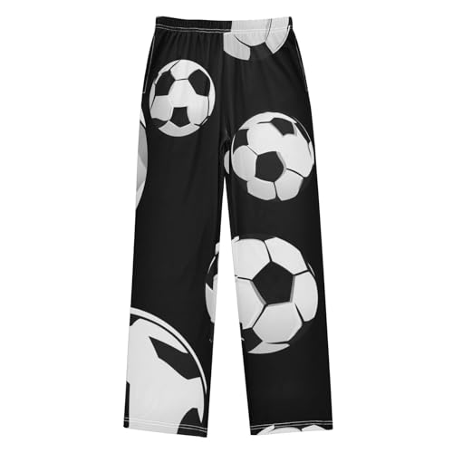 Soccer Ball Pattern Boys Long Pants Soft Trousers Elastic Waist Kids Lounge Bottoms with Pockets S-XL