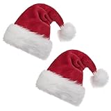 B-Land 2 PCS Unisex-Adult's Santa Hat, Christmas Hats for Adults Women Men Extra Thicken Xmas Holiday Hat with Comfort Liner