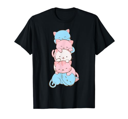 Trans Stolz Flagge Kawaii Katze Niedlich Transgender T-Shirt