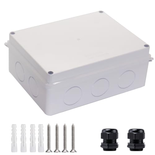 Image of Junction Box Dustproof Waterproof IP65 ABS Plastic Electrical Boxes, Indoor & Outdoor Electrical Power Cord Enclosure Universal Project Box DIY Case White 7.9 x 6.1 x 3.1 inch (200x155x80mm)