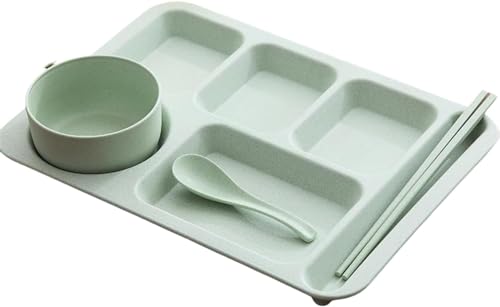 ランチプレート ディープ 簡単 すくいプレート 仕切りプレート 小麦プレート ポーションプラッター 仕切りプレート ディナープレート バランスディナープレート 大人 子供用 食洗機対応 (Green)
