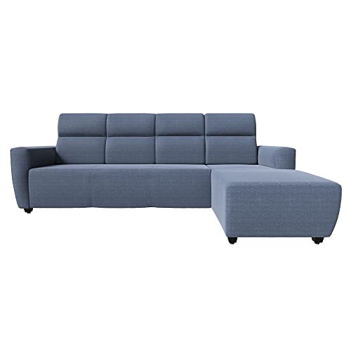 Image of Wakefit Sofa Set | 3 Year Warranty | Sofa 3 Seater, 3 Seater Sofa for Living Room, Wooden Sofa Set, 3 Seater + Right Aligned, Sofa for Living Room - Belize(Omega : Blue)