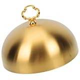 TOYZFRIENDY Edelstahl Speiseglocke 22,5cm mit Vergoldeter Oberfläche Anti Spritzschutz und Dampf Erhalt für Steak und Andere Speisen für Küche und Gastronomie