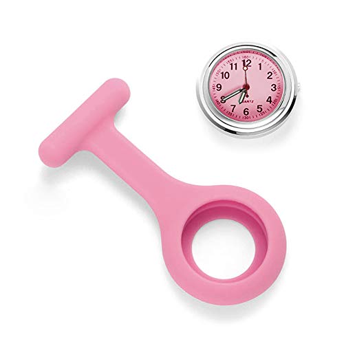 Alladaga Set Of 3 Nurse Fob Watches, Silicone Doctor Pocket Lapel Clip On Watches Gift (White Pink Rose) #TOP4