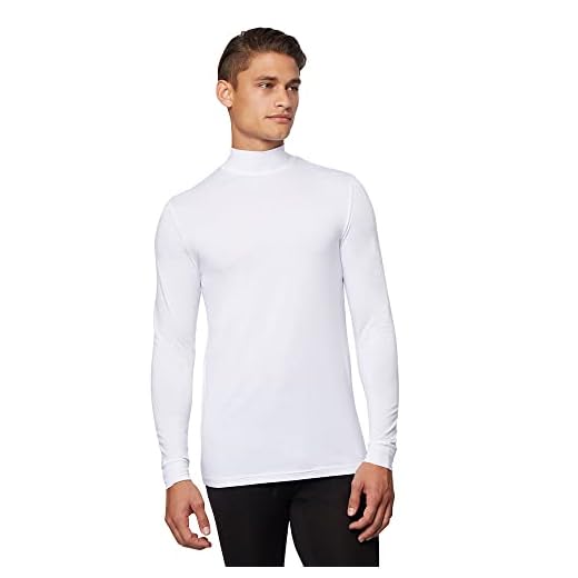 Camiseta masculina leve 32 Degrees com camada de base | manga comprida | modelagem | elasticidade em 4 direções | Térmica, Branco, G