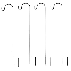 Fuuner Herdershaken voor buiten, 4PCS 90CM, tuin plantenhangers Herdershaak, metalen haken metalen tuinstok, Tuin Lichten, Lantaarnstaaf voor vogelvoederdispenser, Kerstmis, Halloween decoratie,