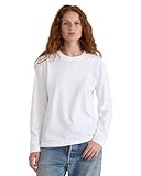 Organic Basics Women's True Heavy Cotton Boxy Long Sleeve Tee Shirt, White, Medium