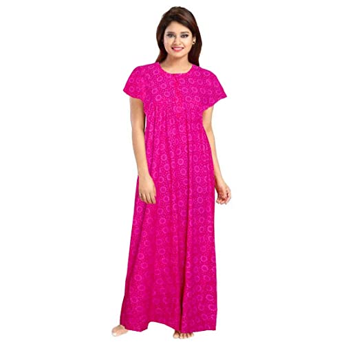 Image of Nighty for Women Cotton Printed Maxi Gown Ankle Length Nighty Night Dress Gown for Women Maxi - Free Size (Pack of 2)