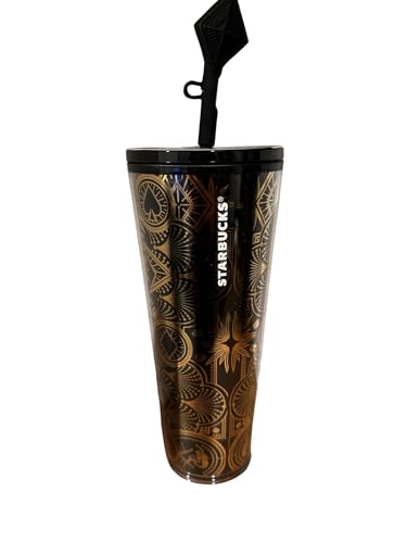 Starbucks Las Vegas Collection Black and Gold Venti acrylic tumbler 24oz with Black Diamond Topper