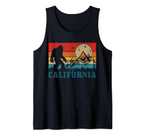 California Bigfoot Vintage Mountains Hiking Camping Gift Tank Top