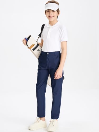 Image of DEVOROPA Youth Boy's Golf Pants Quick Dry Athletic Chino Flat Front Pants Kids School Uniform Clothes