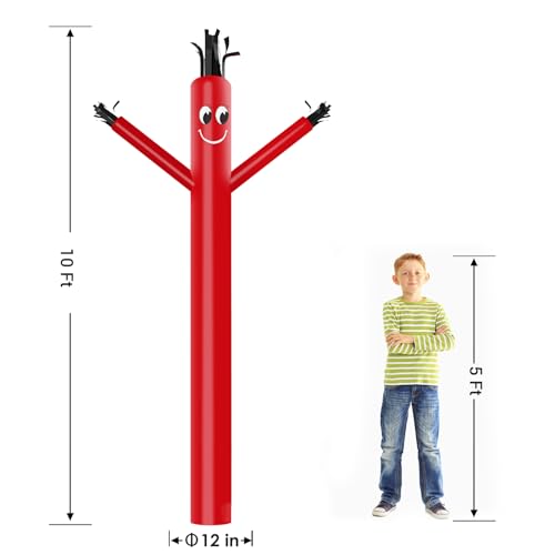 Image of MOUNTO 10ft Inflatable Dancers Tube Man Attachment - 10 Feet 12inch Tall Wacky Waving Inflatable Dancing Tube Guy, High Durability Rip-Stop Nylon (Blower Not Included) (Red)