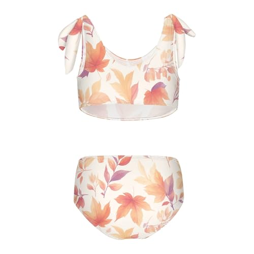 Autumn Leaves Seamless Girls 2 Piece Kids Bikini Set Quick-Dry Swimsuits Swimwear Adjustable Shoulder Strap2