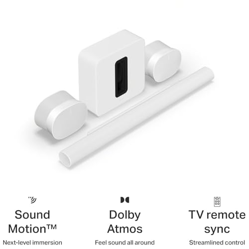 Image of Sonos Arc Ultra | Dolby Atmos Soundbar with WiFi, Bluetooth for 9.1.4 Surround Sound and Sub Gen 4 Wireless Subwoofer with Powerful Bass for Immersive Entertainment & Era 300 Pair - White