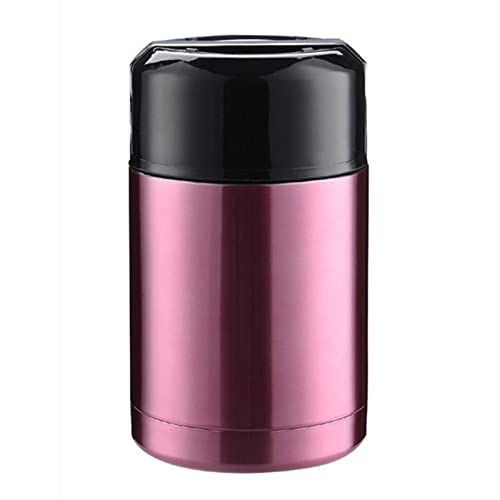 Bento Boxes olla guisada, taza de gachas, taza termo, taza chapada en cobre de acero inoxidable, taza de arroz guisado y sopa con asa (color: rojo rosa)