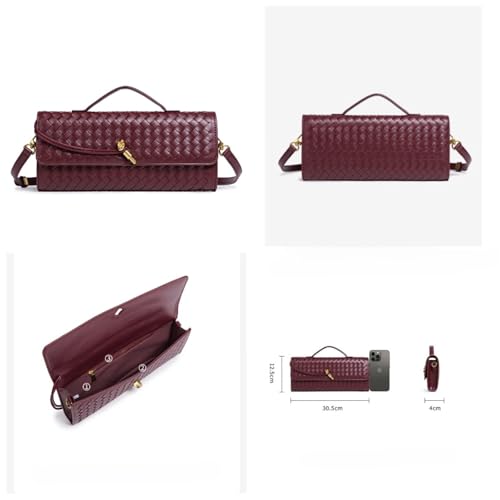 Women's Fashionable Woven Evening Gown Handbag Carrying PU Leather Handbag with Detachable Shoulder Strap Bag2