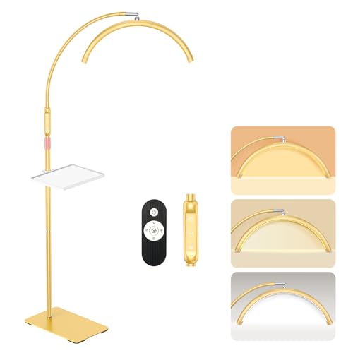 Image of Mznoo Lash Light, Half Moon Lamp with Tool Tray, 2500LM LED Moon Light for Eyelash Extensions, Flexible and Adjustable Color Modes, Suitable for Beauty Salons and Beginner DIY (Gold)