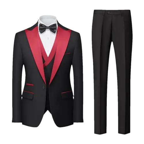 Men's Suit 3-Piece Wedding Party Dress Coat with Pants Vest Male Sets
