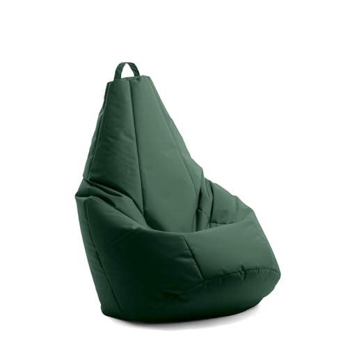 Avalon - Puff Salon Modelo Pera Jive en Tela Técnica Reforzada, Modelos de Pufs con Relleno Incluido, Puf Muy Ergonómico y Cómodo, Anti-desgarros e Impermeable, Made in Italy(Grande L-Verde Oscuro)