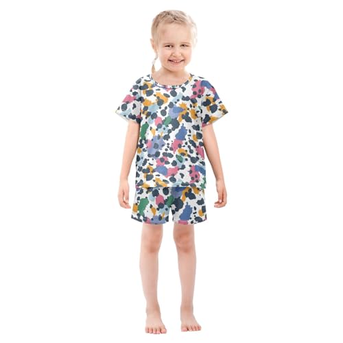 ALAZA Colorful Spots Abstract Pajamas Short Sleeve 2 Piece Sleepwear Top and Bottom Pajama Set Unisex3