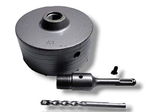Scie cloche mur ciment Ø 120 mm avec trépan carotteur et adaptateur SDS PLUS
