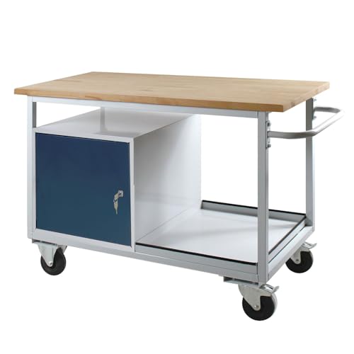 ADB Tischwagen Etagenwagen Eko 1 Tür L1300xB600xH850mm RAL7035/7016 bis 300 kg belastbar fahrbar mit Rollen Transportwagen Materialwagen hergestellt in der EU