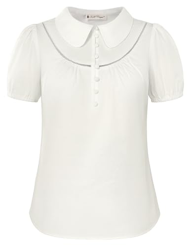 10 Best Peter Pan Collar Blouses for a Whimsical Wardrobe 6 Belle Poque Short Puff Sleeve Blouse for Women