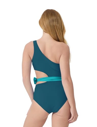 Image of PATPAT Family Matching Swimsuits: Mommy and Me One Shoulder Colorblock Bathing Suits One Piece Swimwear Sets