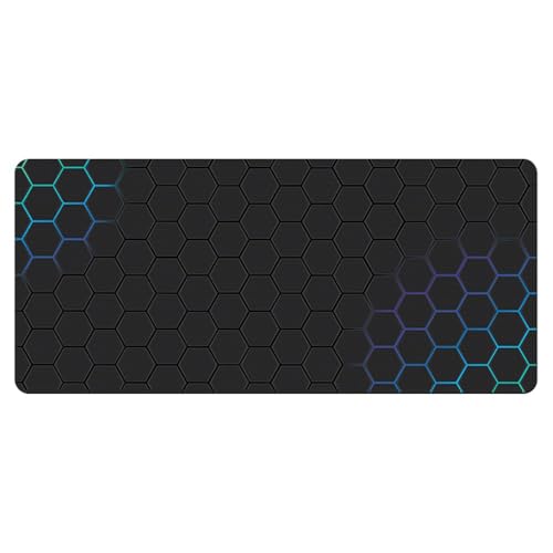 Image of Large Desk Mat (30 cm x 80 cm) - Waterproof PU Leather Desk Pad for Office & Gaming | Dual-Sided, Anti-Slip Extended Hexagons Pattern Writing Surface for Laptop, Keyboard, Mouse